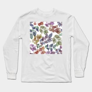 Translucent watercolor leaves silhouettes. Colorful transparent leaf branches. Long Sleeve T-Shirt